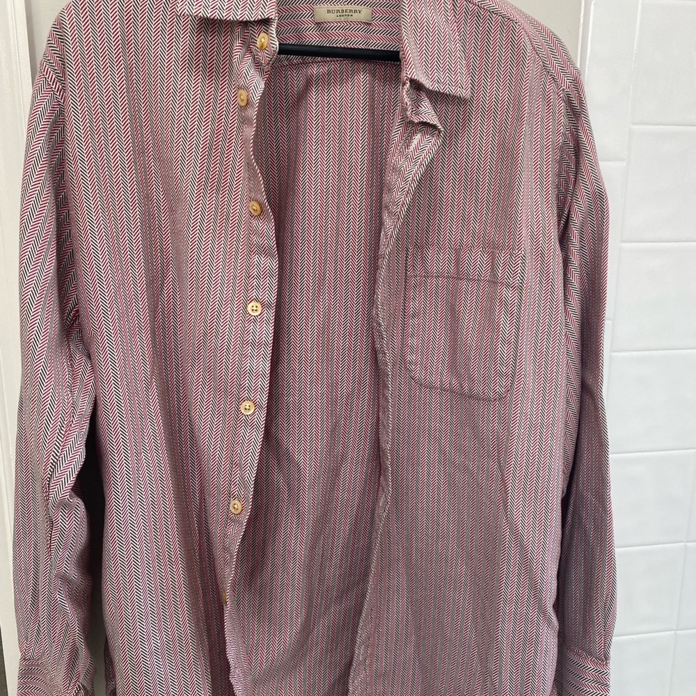 Men's Red Striped Burberry Shirt size M